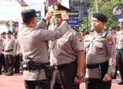 Kapolres Pimpin Upacara Korp Raport Kenaikan Pangkat Penghargaan dan Upacara Pemberhentian Tidak Dengan Hormat (PTDH) Personil Polres Sanggau