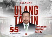 Ketua Koperasi Desa Sungai Segak Wakip Tanjung, S.Pd. Ucapkan Selamat Ulang Tahun untuk Kabid Dinas Kumindag Kabupaten Landak Yohanes Ngalai, S.Pd.