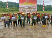 Kapolsek Kapuas Hadiri Tanam Padi Perdana Yon TP 833, Perkuat Sinergi Ketahanan Pangan di Desa Lape