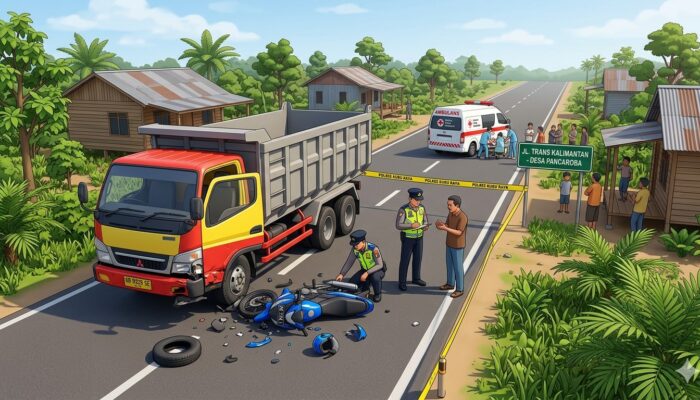 Kecelakaan Maut di Trans Kalimantan Kubu Raya: Pemotor Tewas Usai Bertabrakan dengan Dump Truk