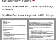 Kapal Tunggal Penghidupan Tenggelam, Surat Terbuka Dedi Darmawan untuk Presiden Prabowo Viral di Media Sosial