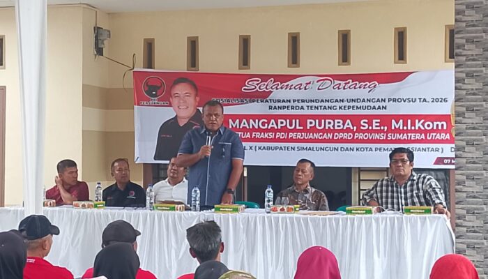 Sosialisasi Ranperda Tentang kepemudaan Ketua Fraksi PDIP DPRD Provinsi Sumatra Utara Mangapul Purba S.E.,M.I.KOM Serukan Perlawanan Terhadap Narkoba