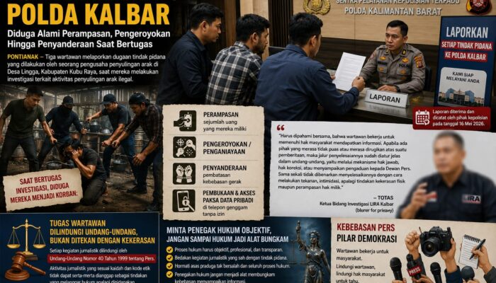 Diduga Alami Perampasan, Pengeroyokan Hingga Penyanderaan Saat Bertugas, Tiga Wartawan Lapor Polda Kalbar