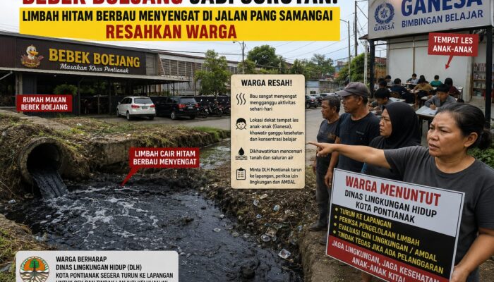 Bebek Boejang Jadi Sorotan: Limbah Hitam Berbau Menyengat di Jalan Pang Samangai Resahkan Warga