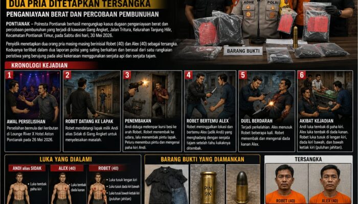 Polresta Pontianak Ungkap Kasus Berdarah di Gang Angket: Dendam Lama Berujung Tembakan dan Tusukan, Dua Pihak Sama-sama Jadi Tersangka