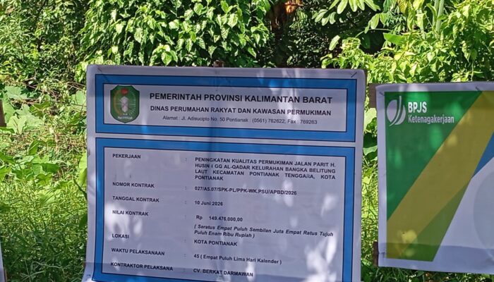 Proyek Drainase Parit H. Husin: Pelaksana Klaim Sesuai Spesifikasi, Warga Masih Punya Keraguan Nilai Kontrak Rp149 Juta, Didanai APBD Provinsi Kalbar